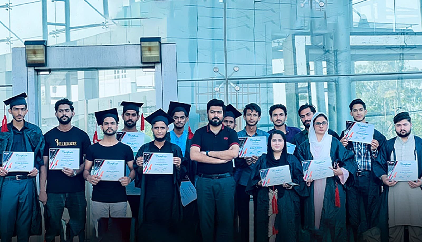 Nexskill IT training institute students receiving certificates - Pakistan's top tech education with 85% job placement rate