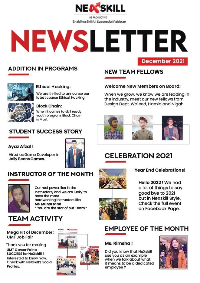 NEWSLETTER OF THE MONTH DECEMBER 2021
