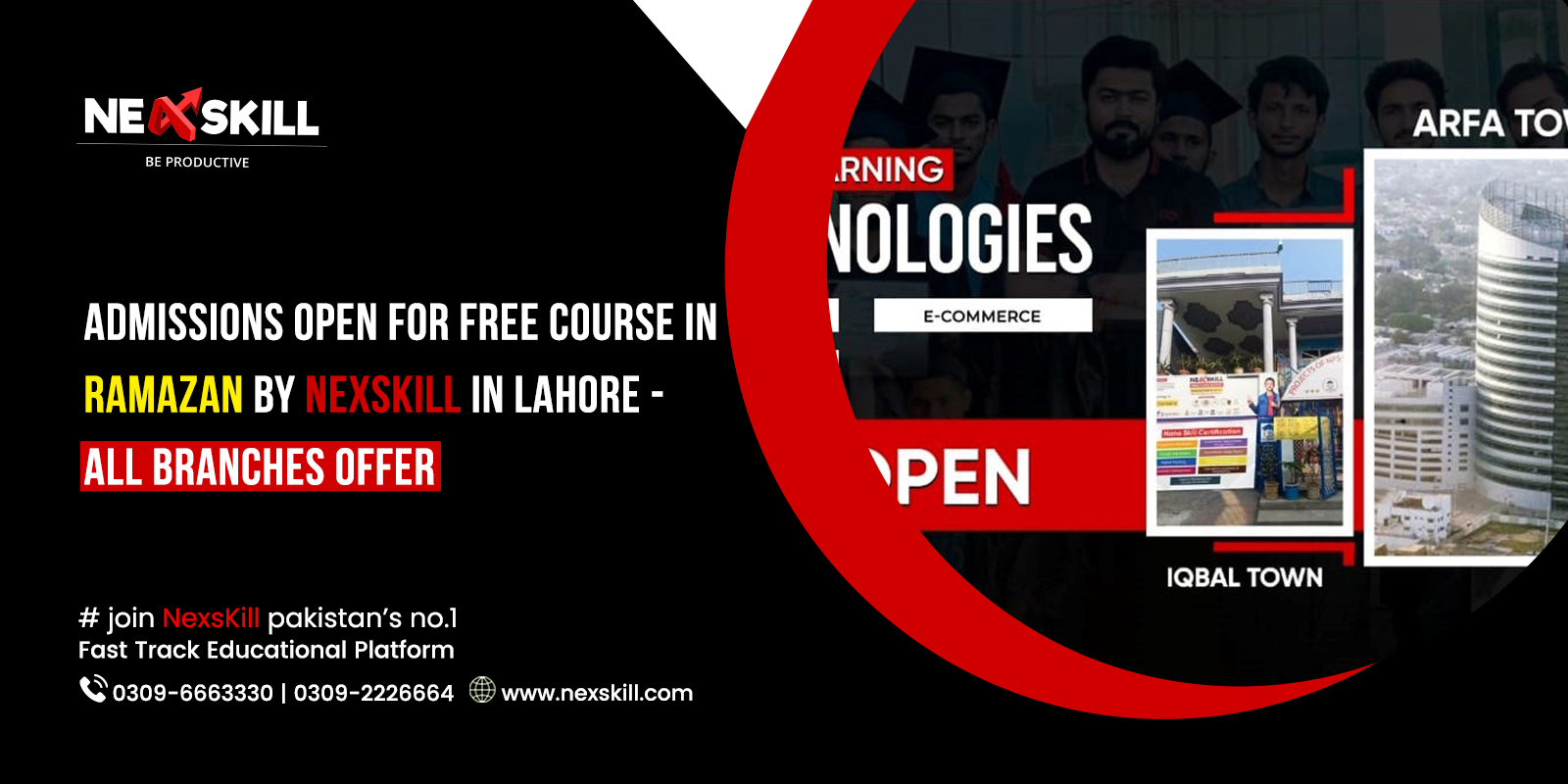 Admissions Open for FREE Courses in Ramazan by Nexskill in Lahore – All Branches offer